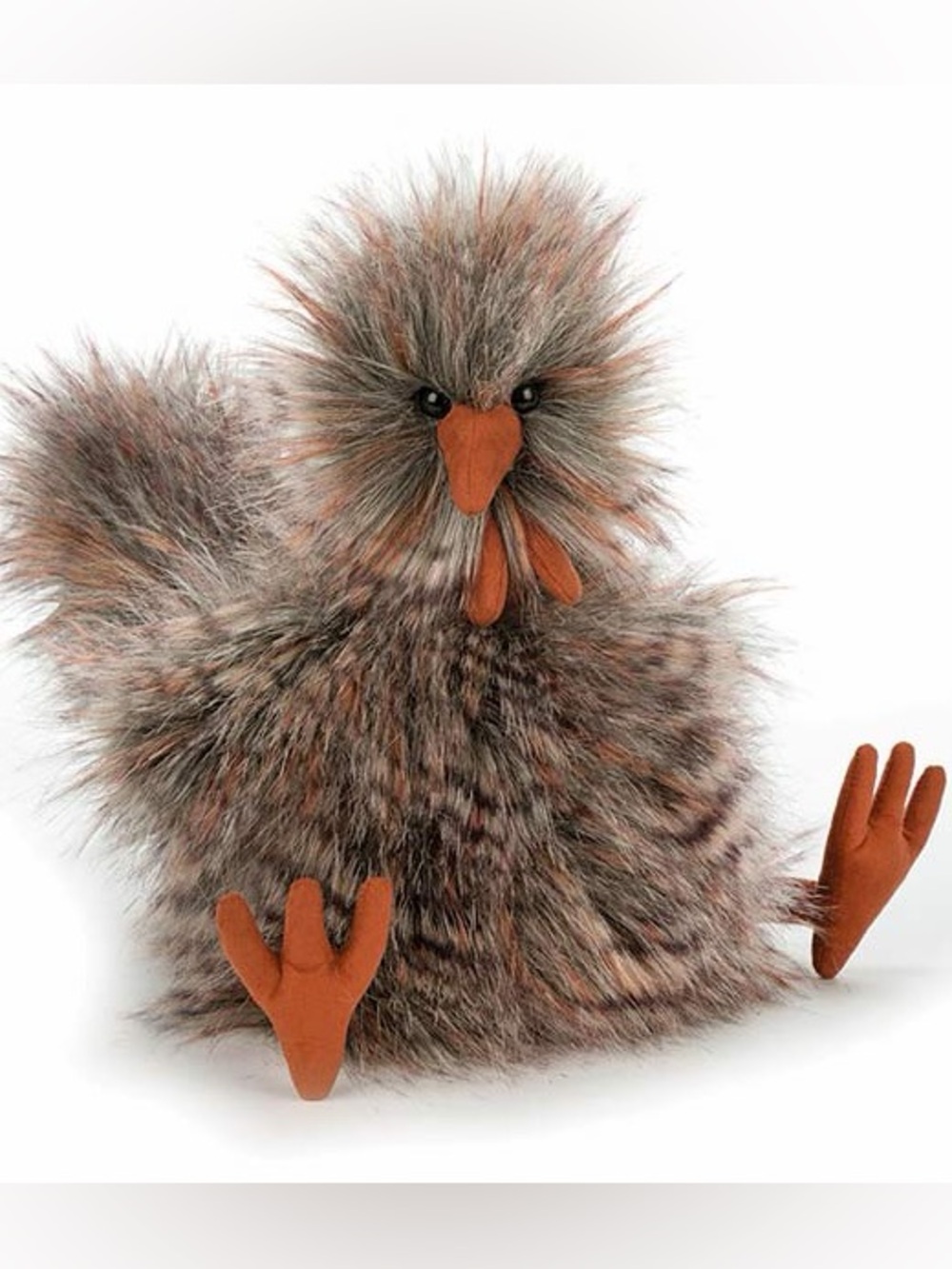 Jellycat Fuzzy Orpie Chicken Plush in Brown and Orange NWT 12" RETIRED